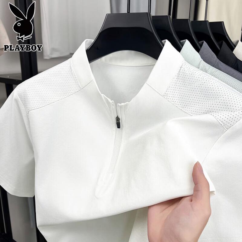 

Playboy Men s Quick-Dry Stand Collar Pullover T-Shirt 3XL