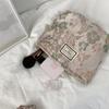 French Embossed Flower Makeup Bag - Large Capacity & Portable Handbag for Casual Use