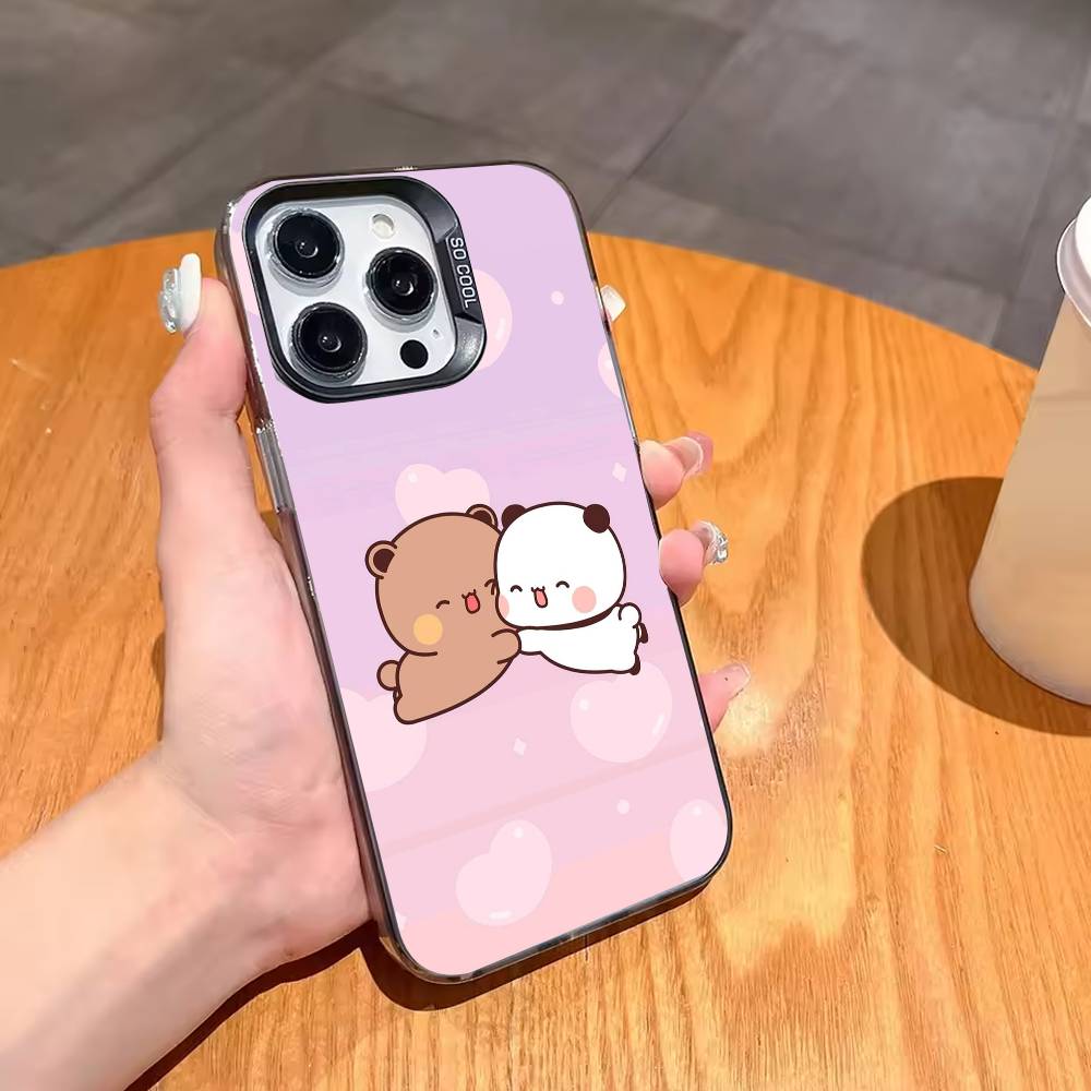Hot BuBu DuDu Couple Cartoon Phone Case For iPhone17,16,15,14,13,12,11,Pro,MAX Gray Matte Silicone Black Cover