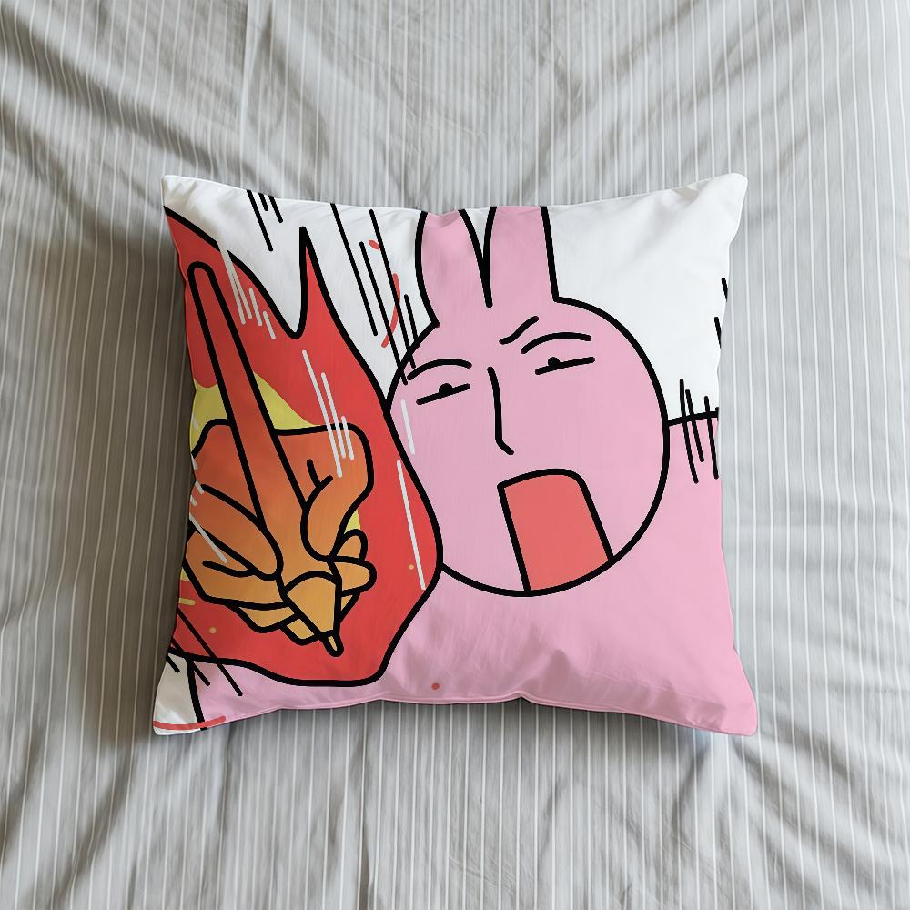 My F-Friend Pink Rabbit Cartoon Cushion Cover Square Decorative Throw Pillow Case Sofa Bed Living Room Birthday Anniversary