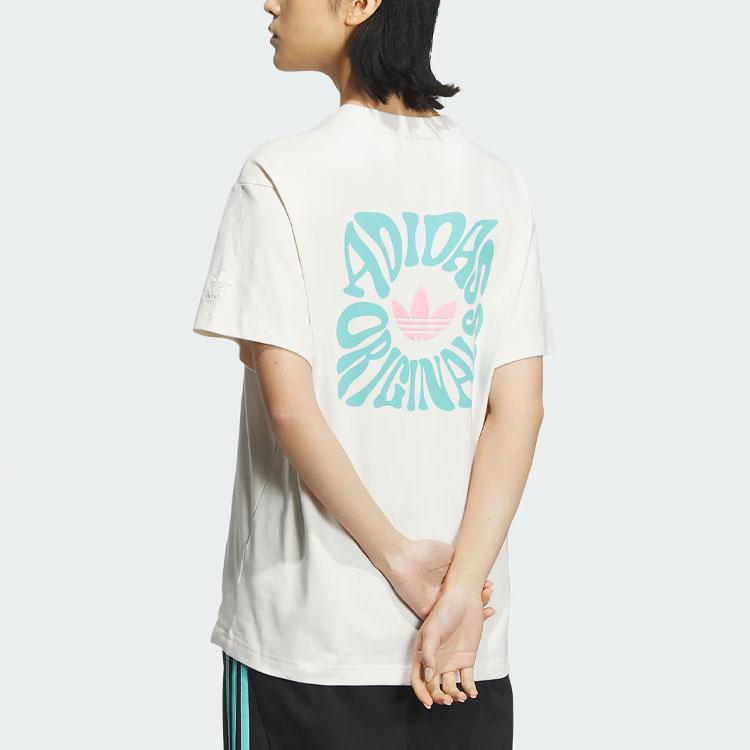 Adidas Originals SS24 V-Day Letter Print Sports Loose Short Sleeve Tee Unisex Tops Pink White JE3469