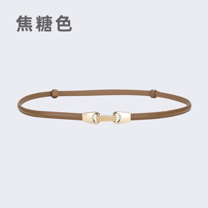 Fine Belt Women'S Leather Button Belt Women'S Casual Pants Belt Chain