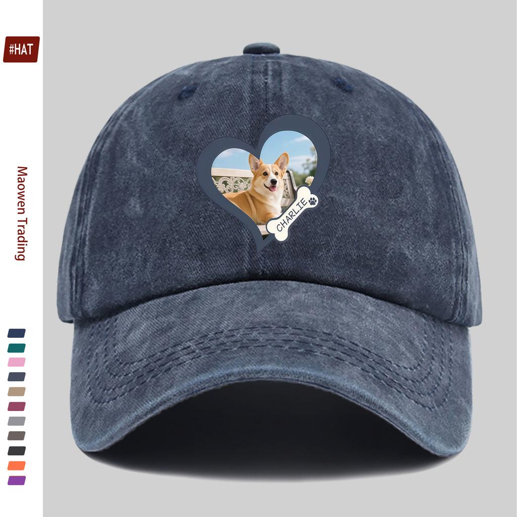 pc Heart Dog Print Baseball Cap Happy Travel Pet Element Printed Sun Hat Comfortable And Lightweight Adjustable Strap Fashi