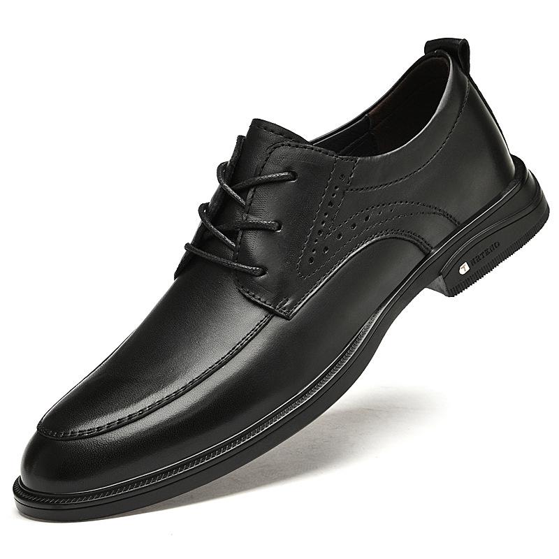 Men s Formal Leather Shoes - Breathable Sheepskin, Soft Sole, Large Sizes, Business Wear-Resistant, British Style 38 чёрный