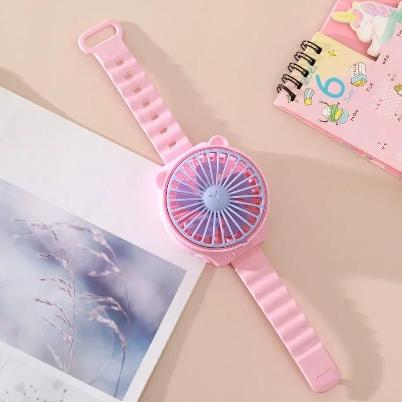 Cartoon Cute Watch Fan Rotatable Outdoor Small Tools Household Personalized Watch Fan Simple Creative Portable Mini Electric Fan