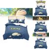 Pokemon Snorlax 3d Digital Print Bed Set With Cartoon Pattern For Kids Bedroom Decor