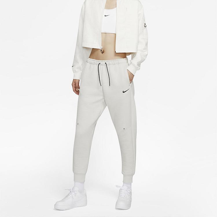Nike Sportswear Tech Fleece Logo Knit Comfortable Casual Sports Pants Women Pants Light-Bone CZ1858-072