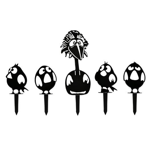 

5 Pcs Cartoon Bird Garden Stake Wooden Black Bird Silhouette Yard Art Decorative Outdoor Ornament for Yard Garden Lawn Decor