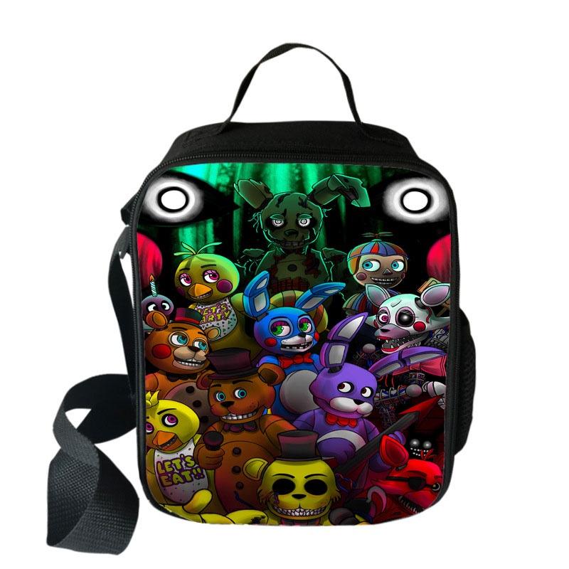 Izolovaná taška na oběd Five Nights At Freddy's s velkou kapacitou a síťovanou kapsou