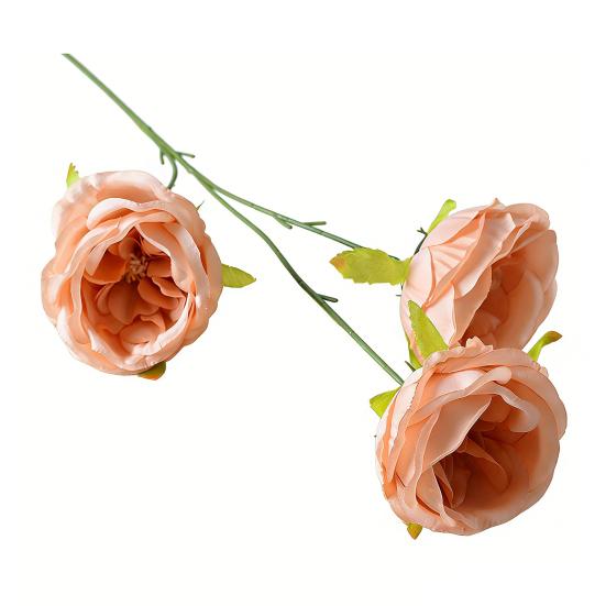 26" Artificial Rose Flower Realistic Fake Silk Rose Flower with Long Stems 3 Heads Full Blooms Faux Flower Branch for DIY Bridal Bouquet Home Wedding