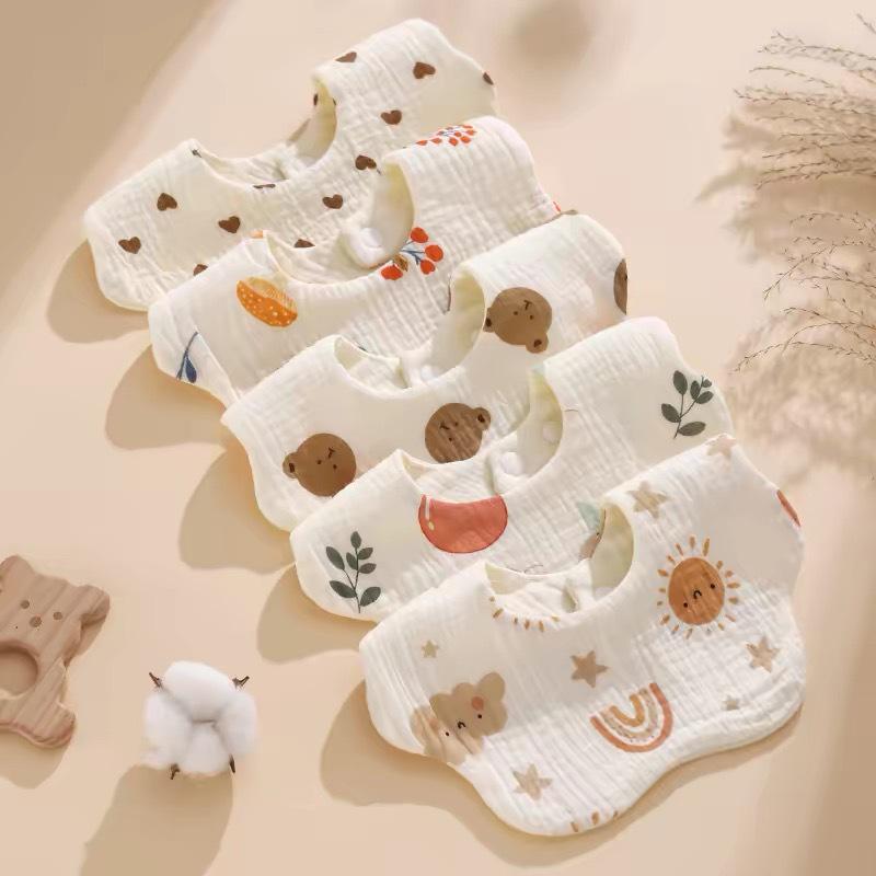 Petal Bib Pure Cotton Six-Layer Gauze Absorbent Baby Towel for Boys and Girls