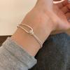 Double-layer Curved Tube Starry Sky Bracelet for Women Asymmetrical Splicing Simple Style Round Bead Bracelet Party