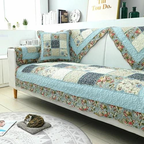 Pastoral Cotton Fabric Sofa Cover Slip Resistant Slipcover Rose Printing Seat Sofa Towel Dust Cover Towel Couches for Daybed Mat