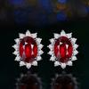 Sri Lanka Royal Synthetic Sapphire Earrings Women's Diamond Amethyst Colored Gemstone Princess Diana Flower Stud Earrings