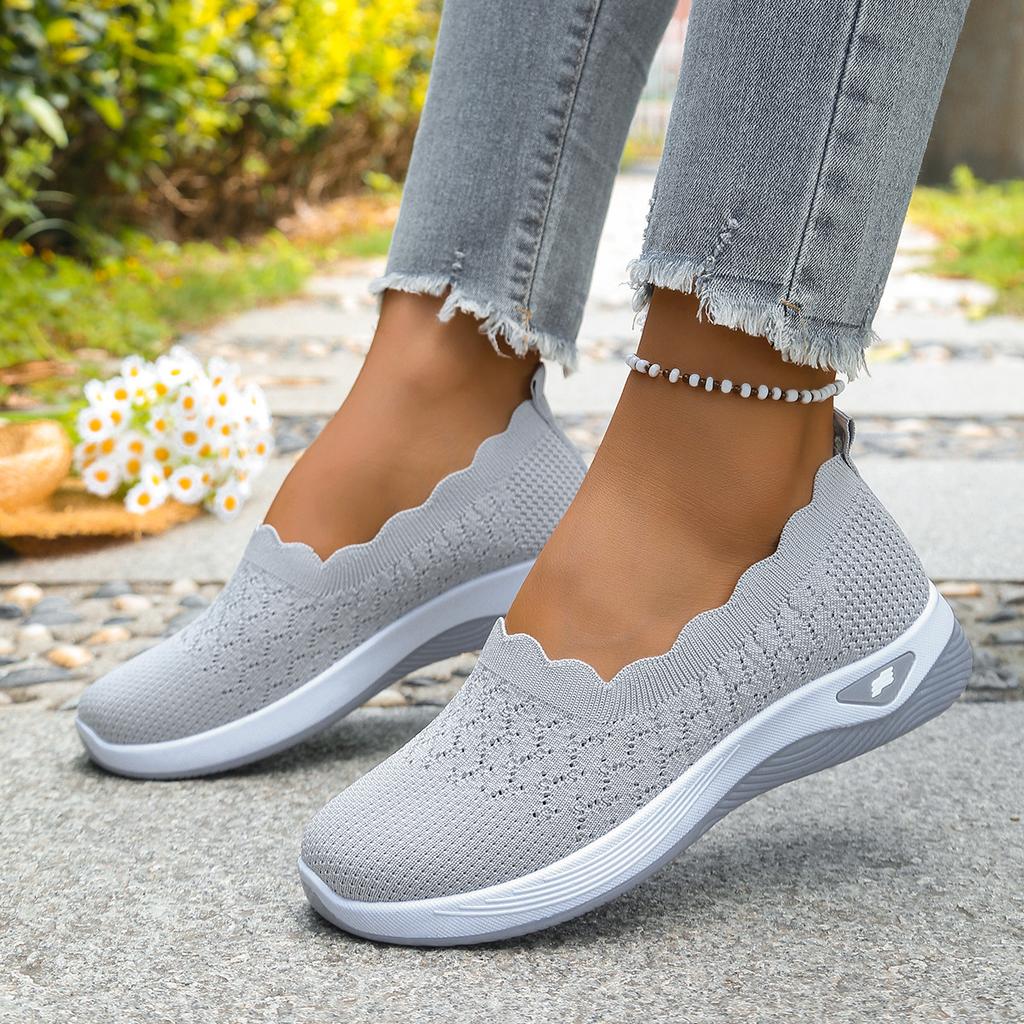 Women Shoes Orthopedic Knit Walking Shoes Breathable Slip-On Loafers Soft Non-Slip Wedge Sneakers Comfortable Casual Footwear