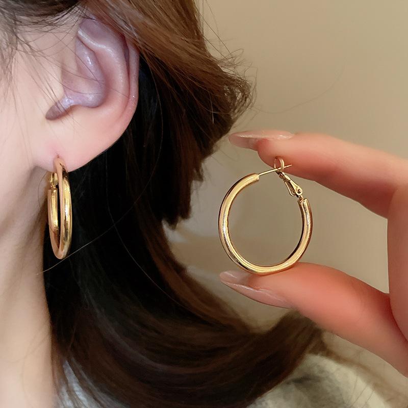 Crushed Silver Zircon Gold Circle Earrings Earrings European and American Earrings Design Sense Niche