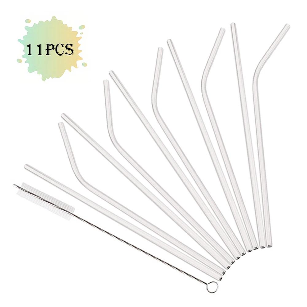 

11Pcs 304 Stainless Steel Drinking Straw High Quality Straw Set Eco-friendly Reusable Metal Straws Set Party Juice Bar Accessory серебряный