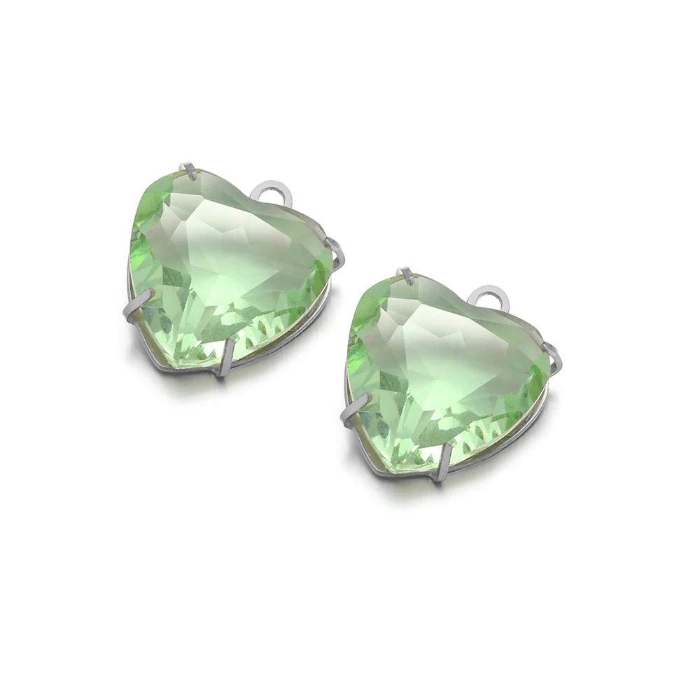 5pcs Stainless Steel 12mm Heart Crystal Glass Charms for DIY Jewelry Exquisite Necklace Bracelets Findings Earrings Making