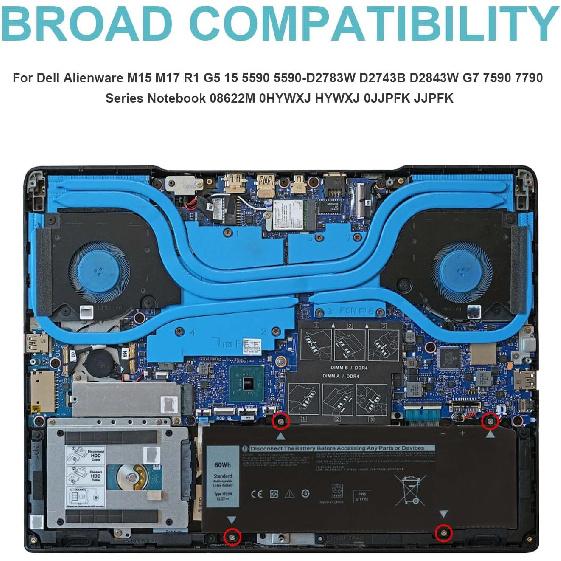 1F22N Laptop Battery for Dell Alienware M15 R1 M17 R1, G5 15 5590 5590-D2783W 5590-D2743B D2842W D2843W D2865B G7 15 7590 7790 D2785B