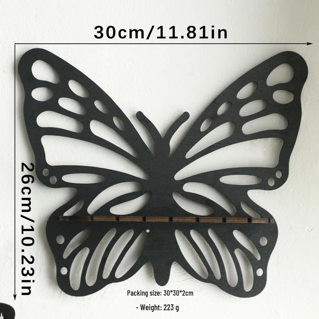 Hölzernes Schmetterling Kristall Aufbewahrungsregal - Einfache Wandornament Dekoration