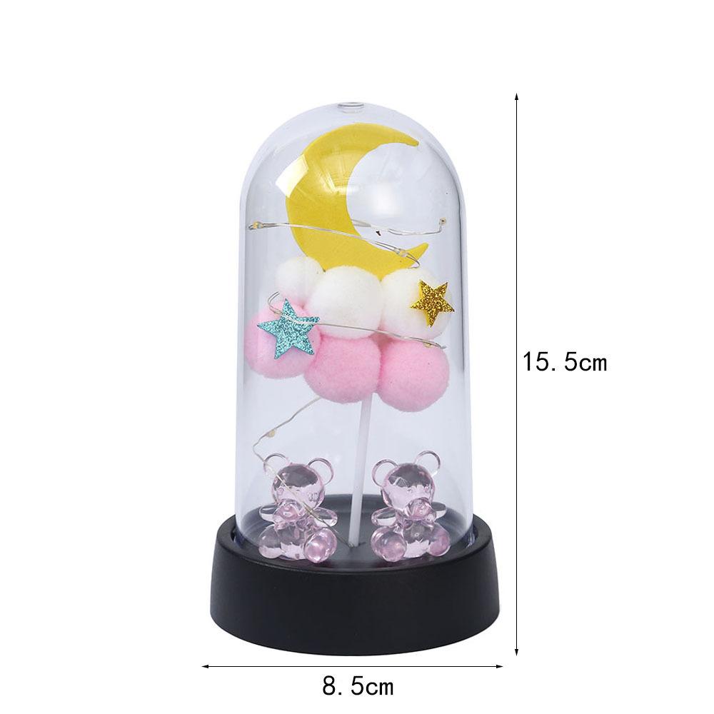 Cartoon cute bear plastic cover ornament with light balloon moon bedside transparent night light birthday gift