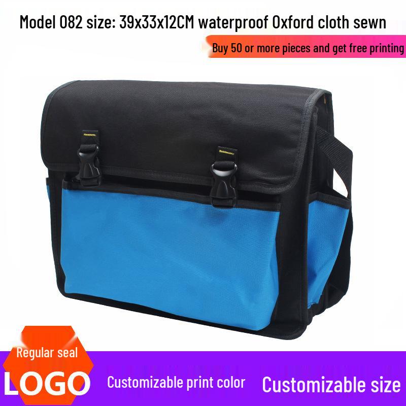 Oxford Canvas Electrician Tool Bag for Air Conditioner Repair - Large, Thickened, Single-Shoulder, Multifunctional Storage.