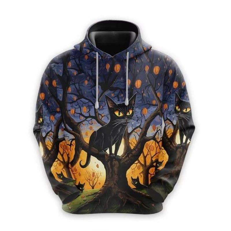 Printed Pattern Individual Men's Autumn Winter Loose Fashionable Hip-hop Pumpkin Hooded Sweatshirt