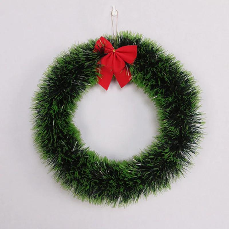 35CM Christmas Garland with Bow Christmas Vine Ring Wreath Decoration Christmas Window Decoration