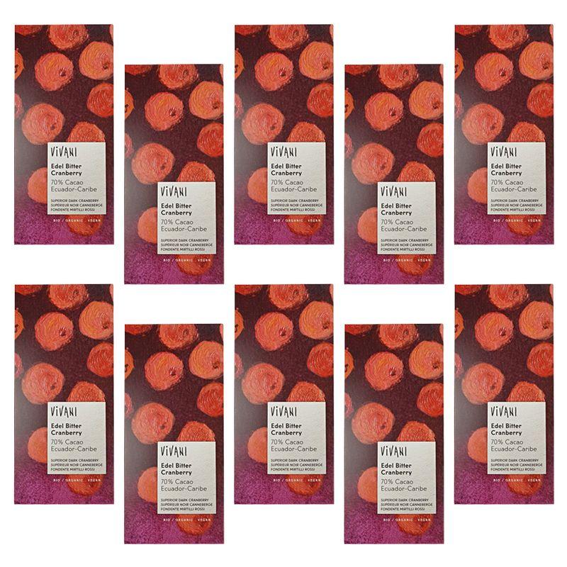 Vivani Cranberry Dark Chocolate 80g x 10 packs