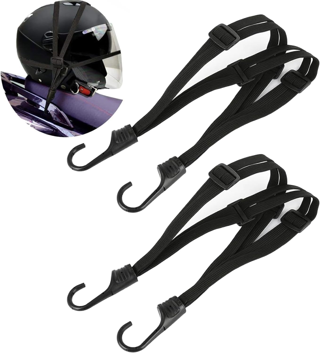 

Туристическая сетка для велосипеда Сверхпрочный эластичный шнур Крюк для крепления груза Безопасность Мотоцикл (60см) 60cm чёрный