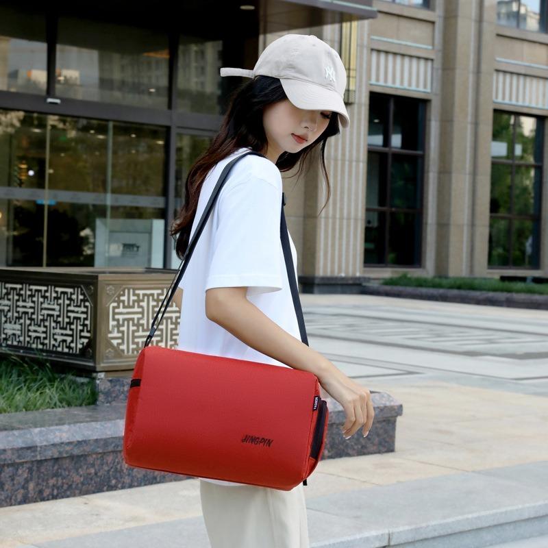 Simple solid color messenger bag travel leisure shoulder bag women and men storage solid color bag large capacity daily bag