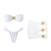 3 Piece Bandage Bikini Swimsuit With Beach Skirt 3D Flower Swimwear Swimsuits Bathing Suits Sarongs Print Beachwear Biquini