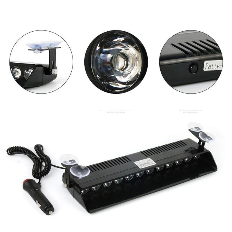 12 LED Windschutzscheiben-Armaturenbrett-Strobe-Seitenwarnleuchten, Notfall-Blitzwarnlichtleiste, Signallampe für Auto, LKW, Schulbus, mit Saugnapfhalter