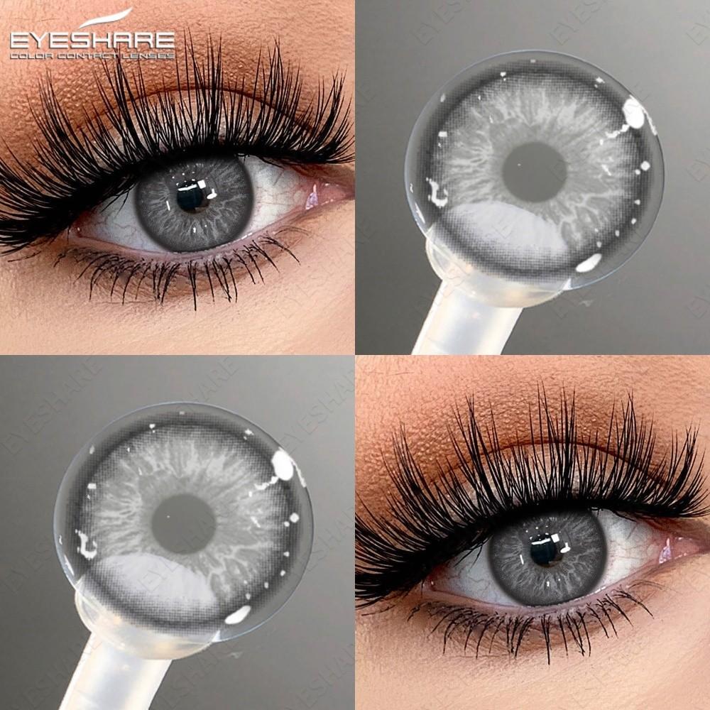 Eyeshare 2 Stück Graue Pupillen für Augen Natürliche Braune Augen Make-up Kontaktlinsen Jährliche Kosmetische Linse