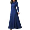 Women's Long Dress High Collar Long Sleeve Maxi Dress Casual Plus Size Pocket Pullover Party Dress