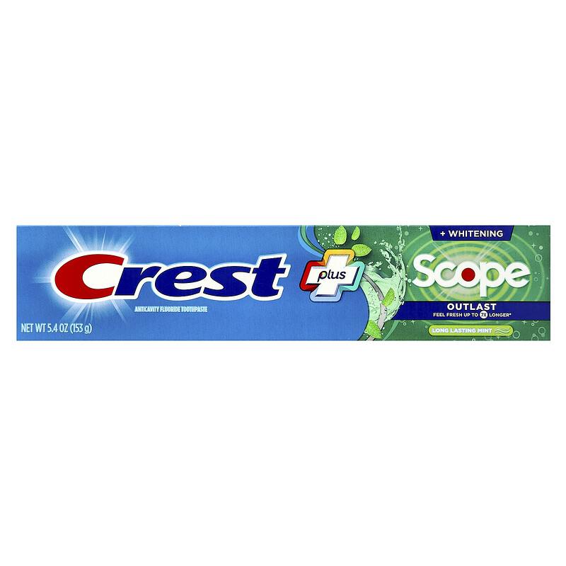 Plus, Scope, Outlast + Whitening, Anticavity Fluoride Toothpaste, Mint, 5.4 oz (153 g)