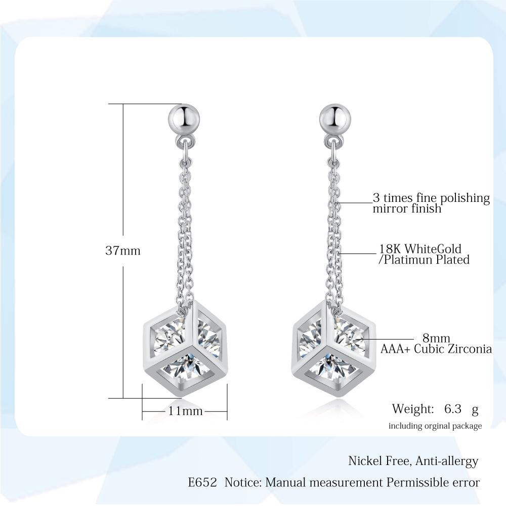 ZHOUYANG Top Quality ZYS059 Cube Silver Color Jewelry Necklace Earring Set Rhinestone Made with Austrian Crystal Health