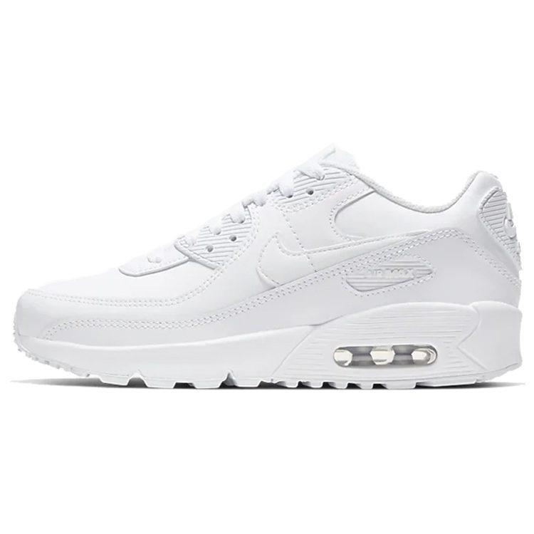 Nike Air Max 90 Leather Low Top Kids' Running Shoes White Unisex CD6864-100