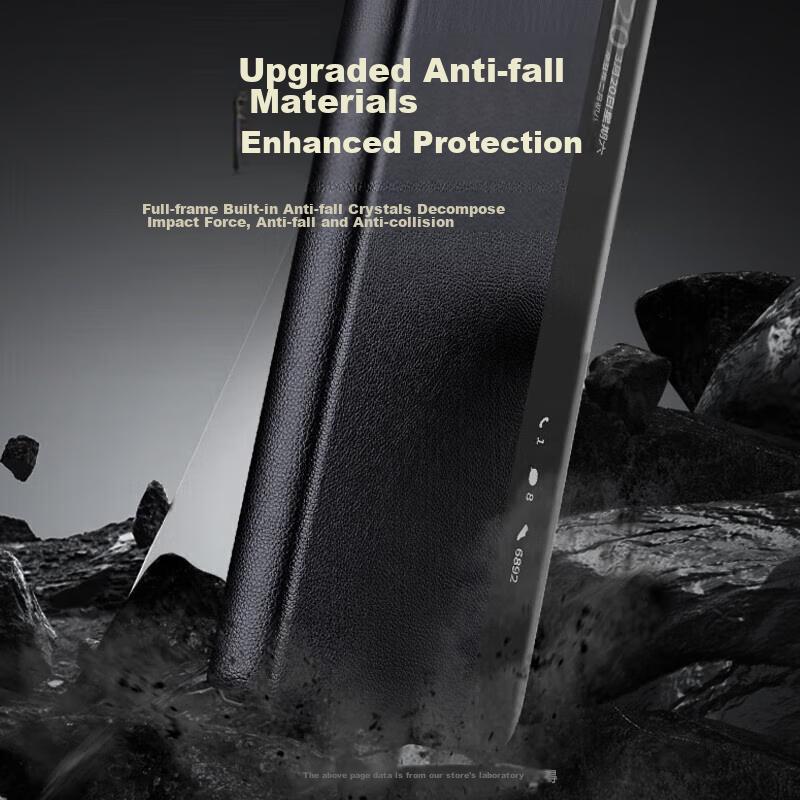 Leather Flip Case for Huawei Mate X5/X3 Collector's Edition, Foldable Screen Full Protection Shockproof Case with Magnetic Sleep/Wake Function - Black