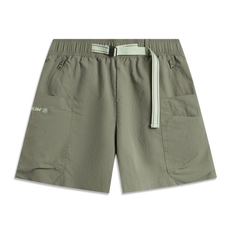 Li Ning CF Suo Solid Color Comfortable Casual Versatile Letter Work Shorts Women Shorts Tea-Green AKSV230-2