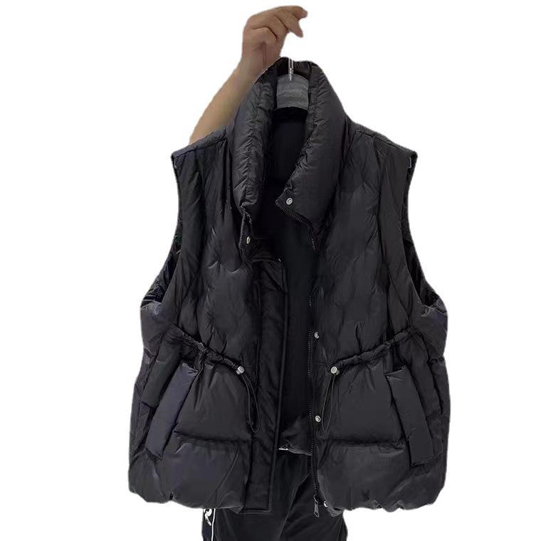 2025 Women's Embossed Stand Collar Down Vest – Warm, Loose, Fashionable Cold-Weather Jacket