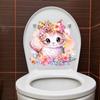 Cartoon Cat Toilet Sticke Self-adhesive Cartoon Bathroom Mural Cat Wall Decals  Decorative Sticker