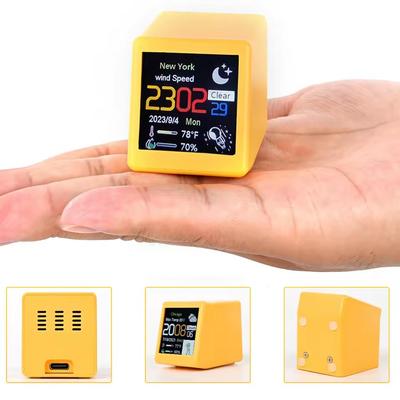 Smart WIFI Weather Station Clock DIY Cute GIF Animations Desktop Mini Clock for Game Room Decoration