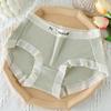 Female Summer Pure Cotton Antibacterial Crotch No Mark Comfortable Middle Waist Triangle Briefs