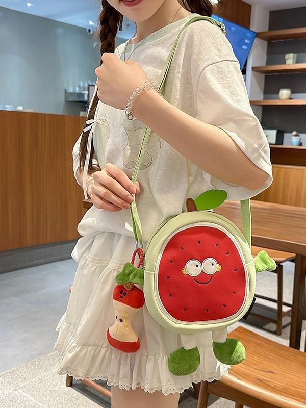 Nylon Watermelon Crossbody Bag For Casual Wear With Zipper Closure And Inner Pocket