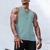 Men's Summer Sleeveless Solid Color Camisole Sports Casual Elastic Vertical Round Neck Top
