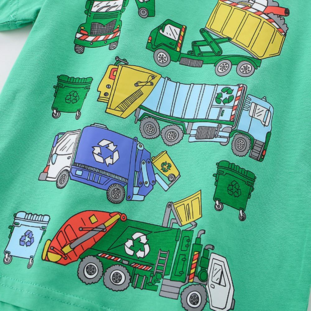 Children's Clothing Summer T-shirts Children's Cartoon Printed T-shirts Knitted Cotton Round Neck Boys' Tops