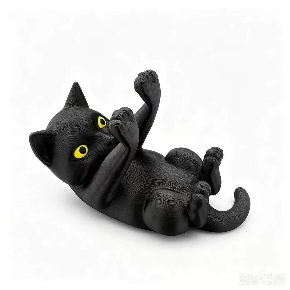 Kitten-Shaped 3D Printed Phone Stand Black Cat Desktop Phone Holder Home Study Bedroom