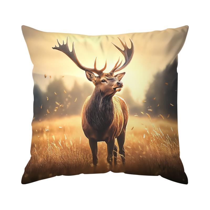 Cuscini Cervo di Foresta Federa Stampata Poliestere 45x45cm Copricuscino Decorativo per Divano Federa per Cuscino Decorazione Casa