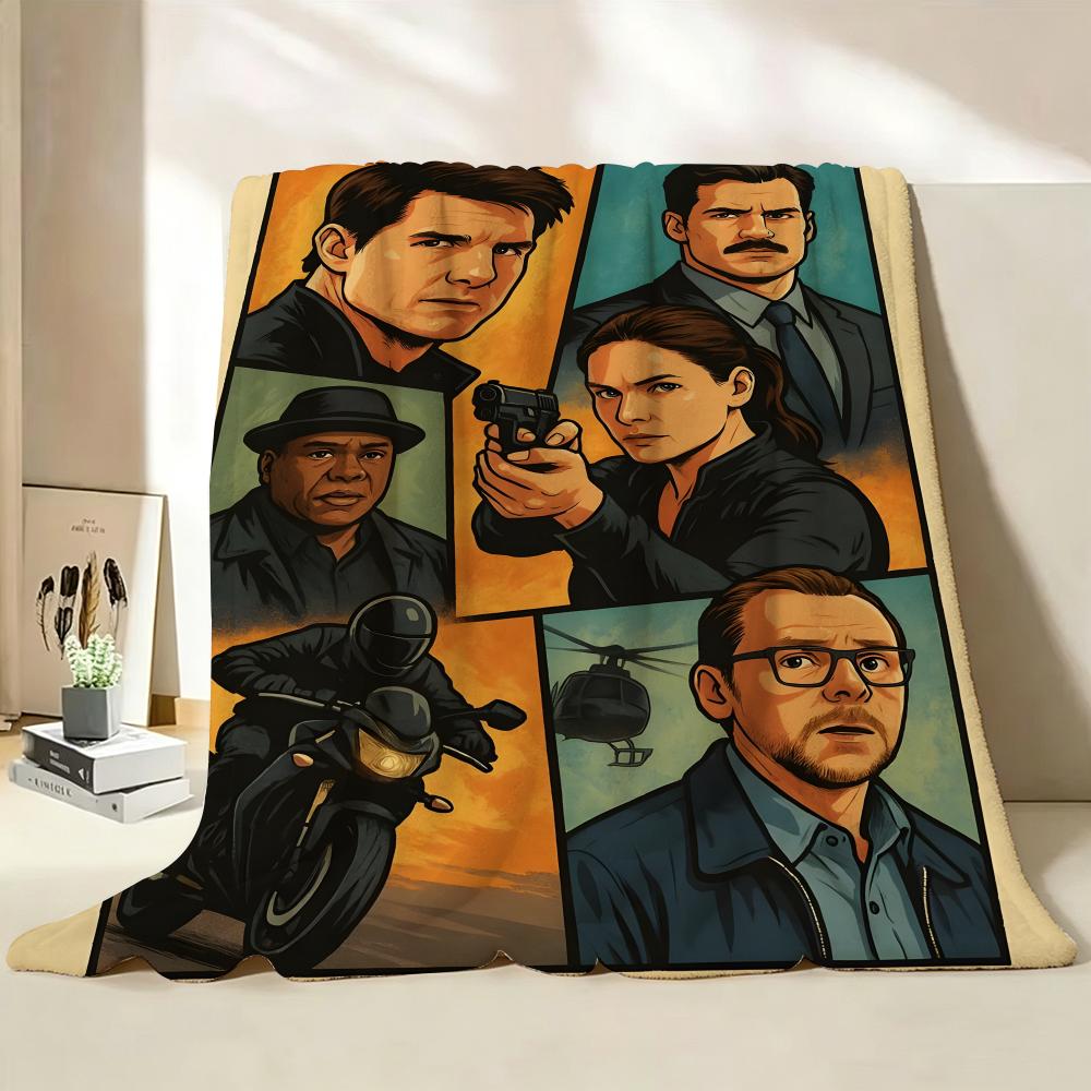 Movie M Mission I Impossible  Flannel  Blanket Suitable for Sofa Living Room Bedroom